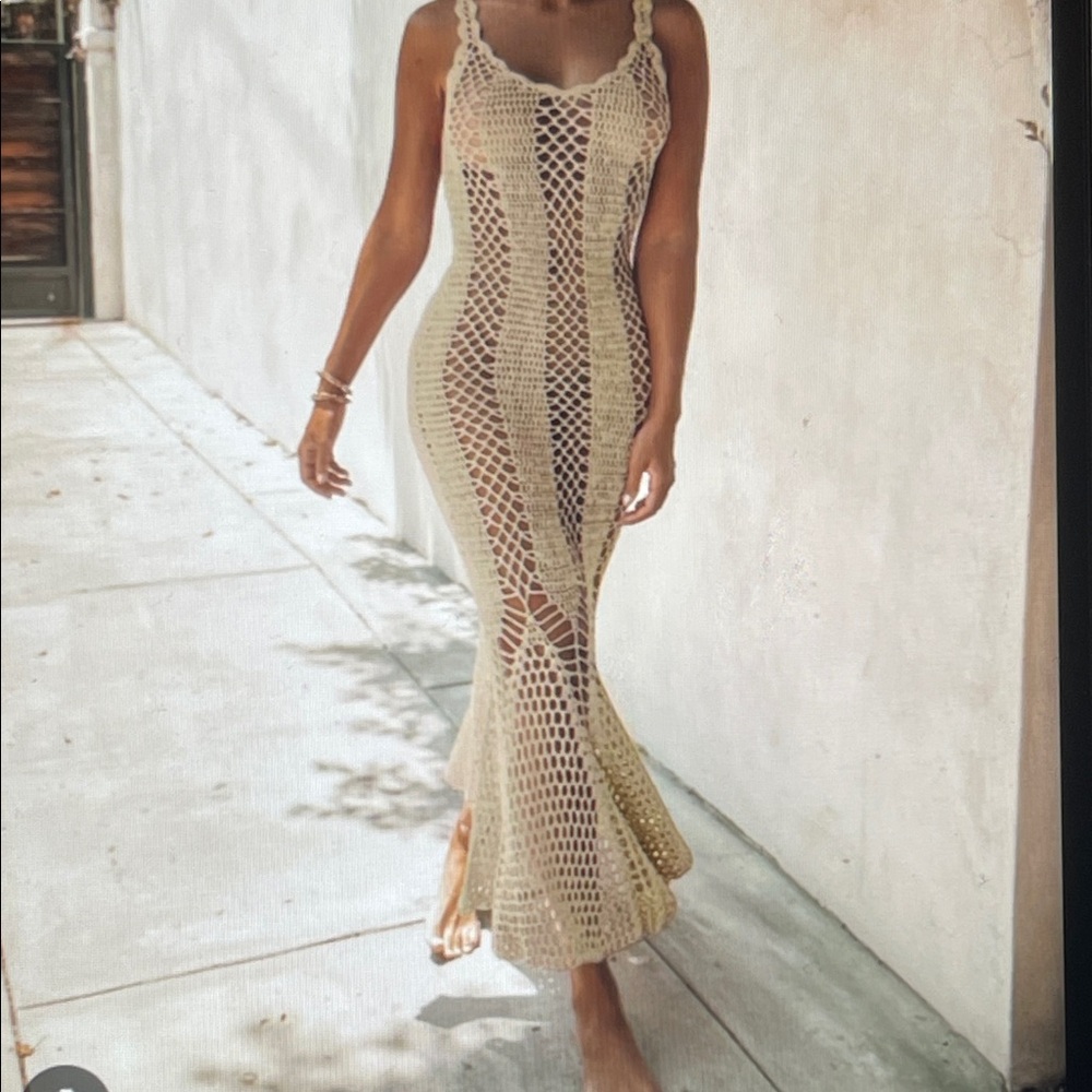 Hera Collection Crochet Maxi Dress in Cream